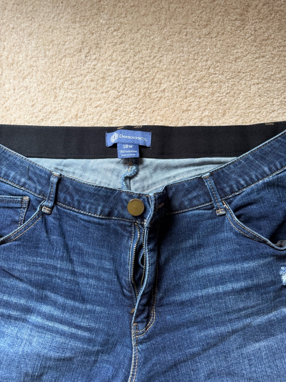 Democracy Indigo Denim Bermuda Shorts with Frayed Hem - Picture 2 of 8